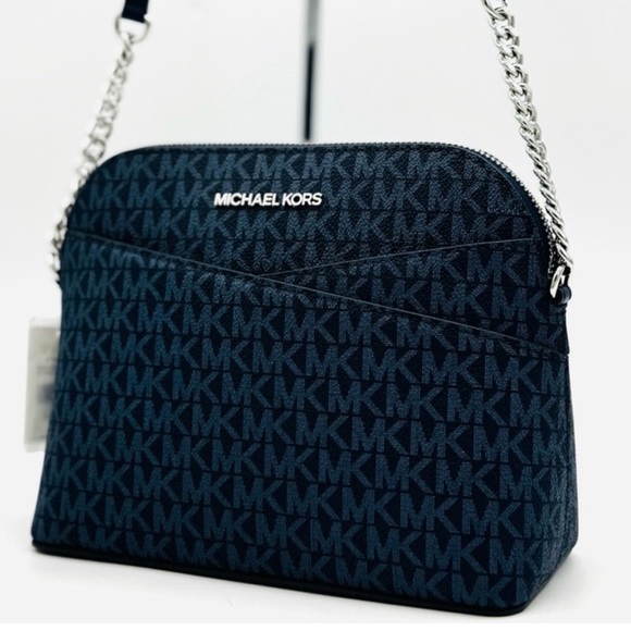 Michael Kors Medium Dome Jet Set Travel Xbody Bag Admiral Navy Blue - Picture 1 of 11